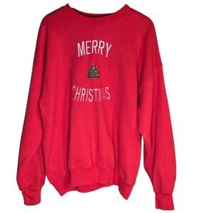 Hanes L/XL Premium Weight Red Christmas Sweatshirt [0253]